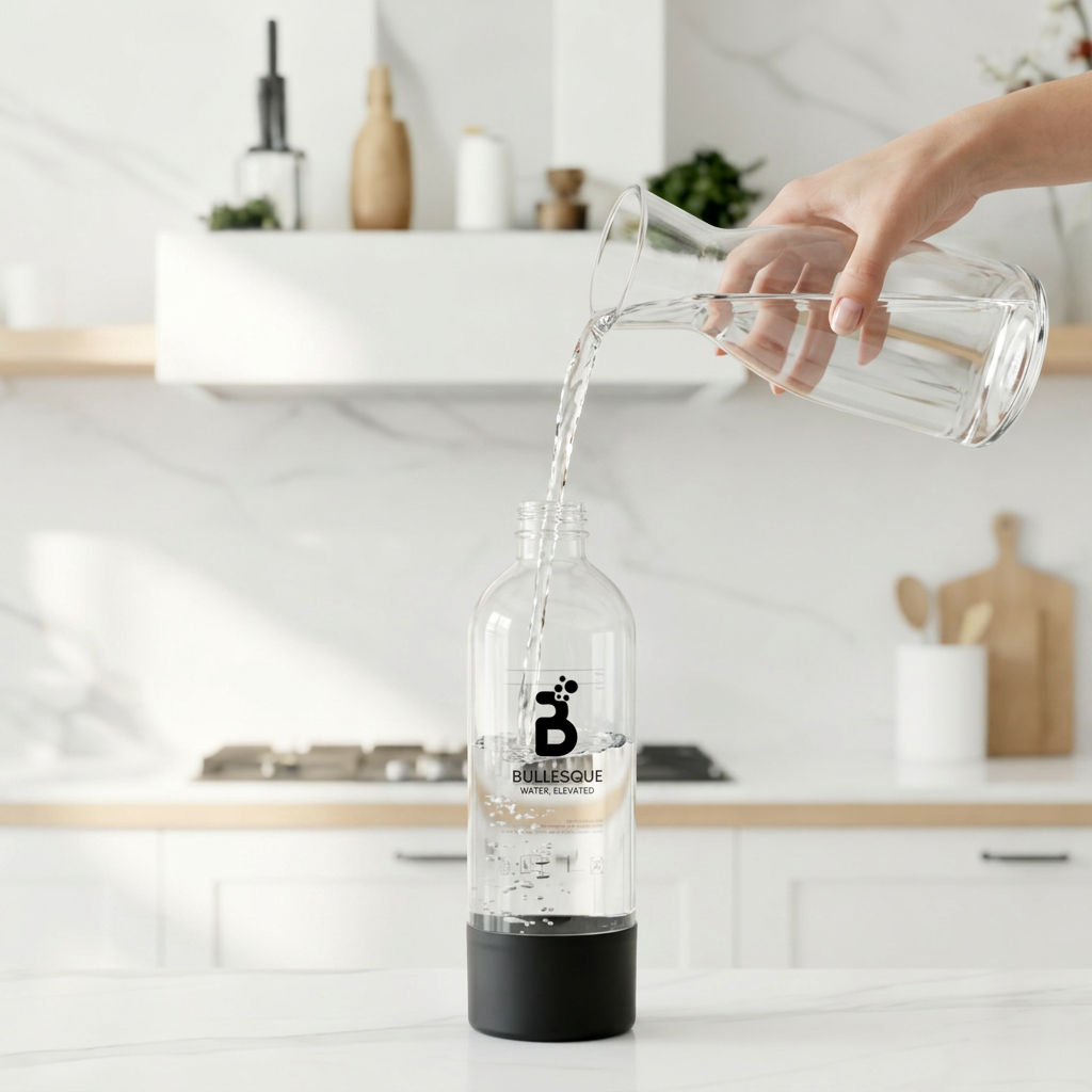 Bullesque water bottle being filled with water